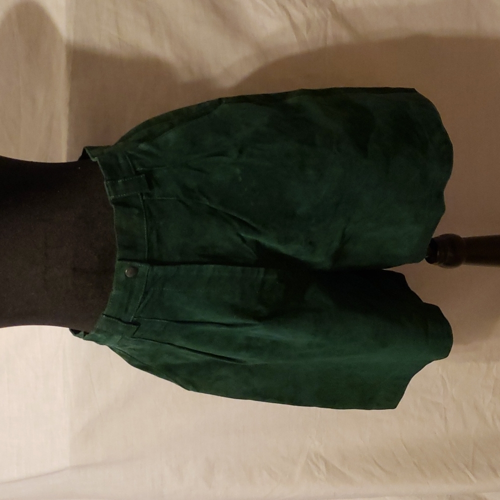 Green suede skort